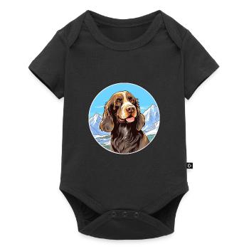 German Longhaired Pointer Dog Breed Cartoon Kawaii - Baby Premium short-sleeve bodysuit - black - Front