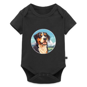 Greater Swiss Mountain Dog Breed Cartoon Kawaii Wa - Baby Premium short-sleeve bodysuit - black - Front