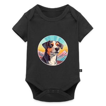 Karakachan chien race dessin animé Kawaii aquarelle - Body à manches courtes Premium Bébé - noir - Devant