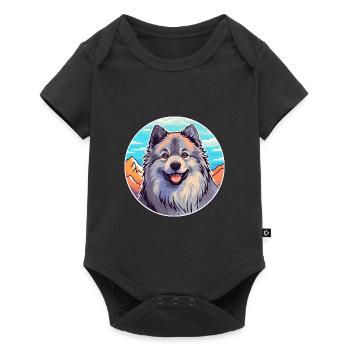 Keeshond Dog Breed Cartoon Kawaii Watercolor - Baby Premium short-sleeve bodysuit - black - Front