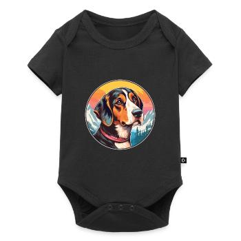 Chien chien allemand race dessin animé Kawaii aquarelle - Body à manches courtes Premium Bébé - noir - Devant