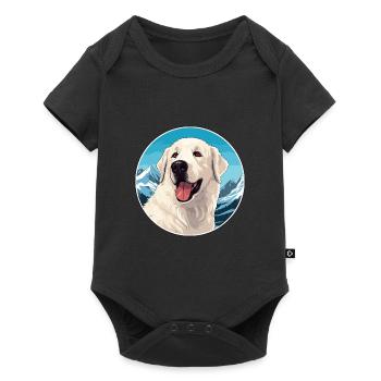 Hungarian Kuvasz Dog Breed Cartoon Kawaii Watercol - Baby Premium short-sleeve bodysuit - black - Front