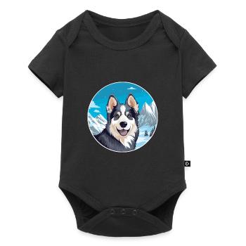 Hygenhund chien race dessin animé Kawaii aquarelle - Body à manches courtes Premium Bébé - noir - Devant