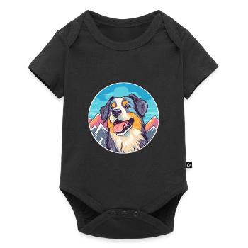 Kintamani chien race dessin animé Kawaii aquarelle - Body à manches courtes Premium Bébé - noir - Devant