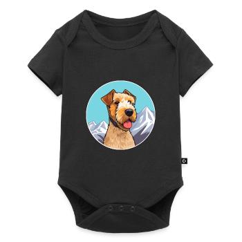 Lakeland Terrier chien race dessin animé Kawaii Watercol - Body à manches courtes Premium Bébé - noir - Devant