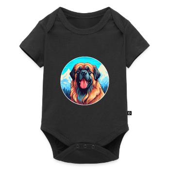 Leonberg chien race dessin animé Kawaii aquarelle - Body à manches courtes Premium Bébé - noir - Devant