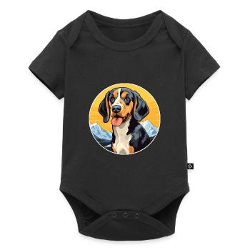 Leopardenhund Hund Rasse Cartoon Kawaii Aquarell - Baby Premium Kurzarmbody - Schwarz - Vorne
