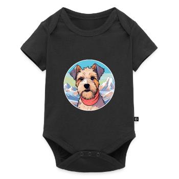 Lucas Terrier chien race dessin animé Kawaii aquarelle - Body à manches courtes Premium Bébé - noir - Devant