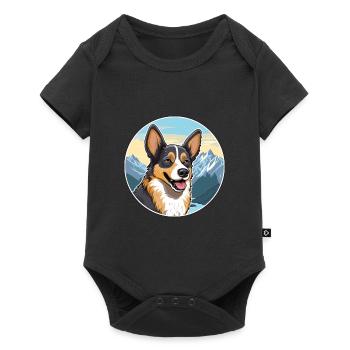 Lundehund chien race dessin animé Kawaii aquarelle - Body à manches courtes Premium Bébé - noir - Devant