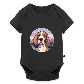 Lettische Hunderasse Cartoon Kawaii Aquarell - Baby Premium Kurzarmbody - Schwarz - Vorne
