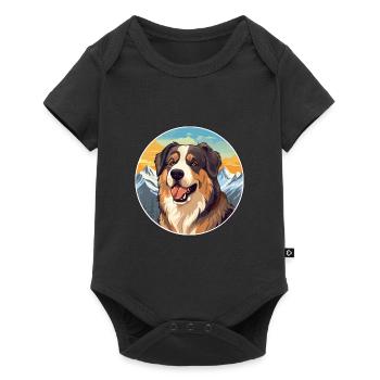 Moscou chien de garde chien race dessin animé kawaii watercolo - Body à manches courtes Premium Bébé - noir - Devant