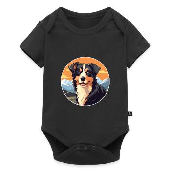 North American Shepherd Dog Breed Cartoon Kawaii W - Baby Premium short-sleeve bodysuit - black - Front