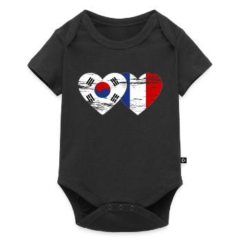 Corée du Sud France Drapeau Coeur Utilisé - Body à manches courtes Premium Bébé - noir - Devant