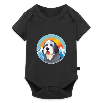 Picardy Sheepdog Dog Breed Cartoon Kawaii Watercol - Baby Premium short-sleeve bodysuit - black - Front