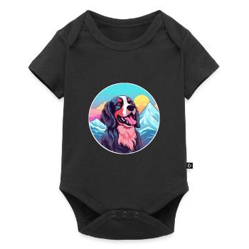 Porcelaine Dog Breed Cartoon Kawaii Watercolor - Baby Premium short-sleeve bodysuit - black - Front