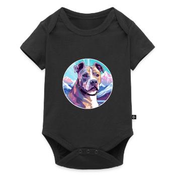 Pitbull Dog Breed Cartoon Kawaii Watercolor - Baby Premium short-sleeve bodysuit - black - Front