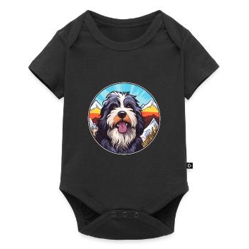 Chien de berger portugais race de chien dessin animé kawaii eau - Body à manches courtes Premium Bébé - noir - Devant