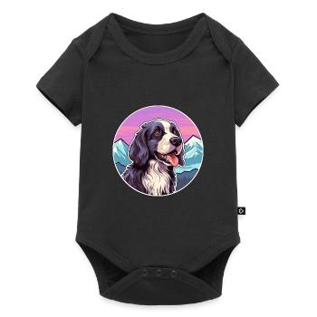 Chien de garde portugais race de chien dessin animé kawaii eau - Body à manches courtes Premium Bébé - noir - Devant