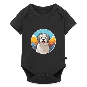 Chien de berger des Pyrénées race de chien dessin animé Kawaii Waterco - Body à manches courtes Premium Bébé - noir - Devant