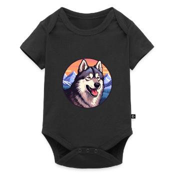 Saarloos Wolfdog Dog Breed Cartoon Kawaii Watercol - Baby Premium short-sleeve bodysuit - black - Front