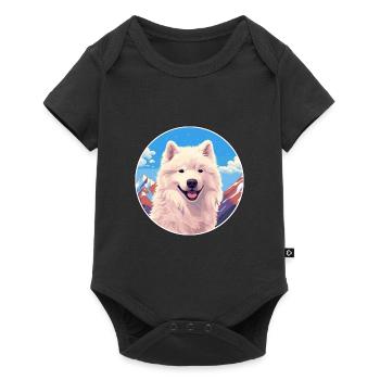 Samoyed Dog Breed Cartoon Kawaii Watercolor - Baby Premium short-sleeve bodysuit - black - Front