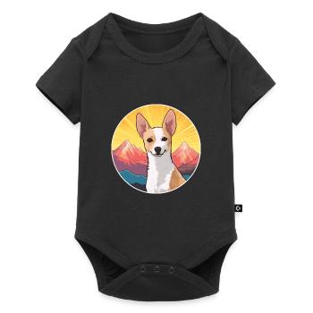 Portugiesische Podengo Pequeno Hunderasse Cartoon Kawai - Baby Premium Kurzarmbody - Schwarz - Vorne