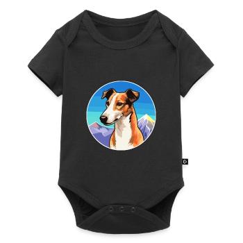 Rampur Greyhound Dog Breed Cartoon Kawaii Watercol - Baby Premium short-sleeve bodysuit - black - Front