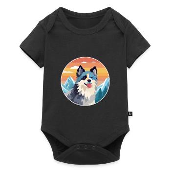Scandinavian Dog Breed Cartoon Kawaii Watercolor - Baby Premium short-sleeve bodysuit - black - Front