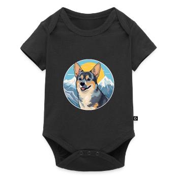 Swedish Vallhund Dog Breed Cartoon Kawaii Watercol - Baby Premium short-sleeve bodysuit - black - Front