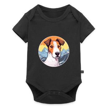 Glatter Foxterrier Hunderasse Cartoon Kawaii Waterc - Baby Premium Kurzarmbody - Schwarz - Vorne