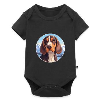 Southern Hound Dog Breed Cartoon Kawaii Watercolor - Baby Premium short-sleeve bodysuit - black - Front