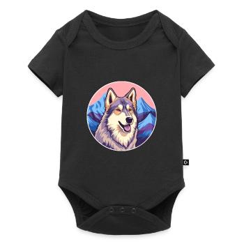 Tamaskan Dog Breed Cartoon Kawaii Watercolor - Baby Premium short-sleeve bodysuit - black - Front