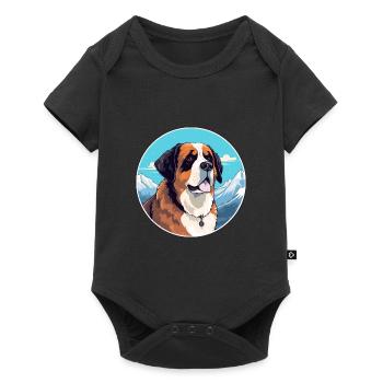 St Bernard chien race dessin animé Kawaii aquarelle - Body à manches courtes Premium Bébé - noir - Devant