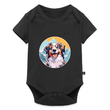 Taigan Dog Breed Cartoon Kawaii Watercolor - Baby Premium short-sleeve bodysuit - black - Front