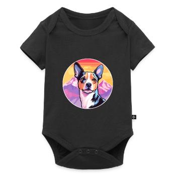 Teddy Roosevelt Terrier chien race dessin animé Kawaii W - Body à manches courtes Premium Bébé - noir - Devant