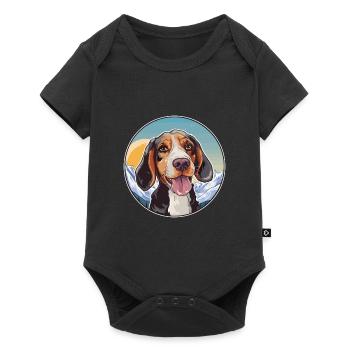 Vanjari Hound Dog Breed Cartoon Kawaii Watercolor - Baby Premium short-sleeve bodysuit - black - Front