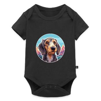 Wirehaired Dachshund Dog Breed Cartoon Kawaii Wate - Baby Premium short-sleeve bodysuit - black - Front