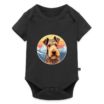 Welsh Terrier chien race dessin animé Kawaii aquarelle - Body à manches courtes Premium Bébé - noir - Devant