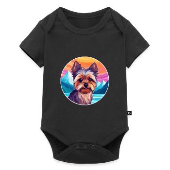Yorkshire Terrier Dog Breed Cartoon Kawaii Waterco - Baby Premium short-sleeve bodysuit - black - Front