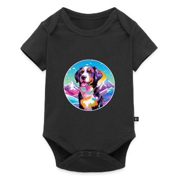 Ariegeois race de chien dessin animé kawaii aquarelle - Body à manches courtes Premium Bébé - noir - Devant