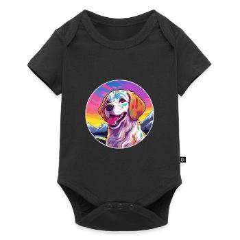 Akbash Hunderasse Karikatur Kawaii Aquarell - Baby Premium Kurzarmbody - Schwarz - Vorne