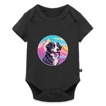 Chien de berger basque race dessin animé kawaii watercolo - Body à manches courtes Premium Bébé - noir - Devant
