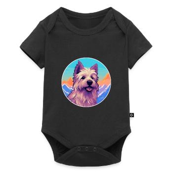 Berger Picard chien race dessin animé Kawaii aquarelle - Body à manches courtes Premium Bébé - noir - Devant