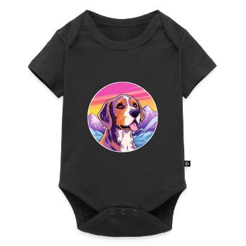 Chien de chasse andalou race de chien dessin animé Kawaii Watercol - Body à manches courtes Premium Bébé - noir - Devant