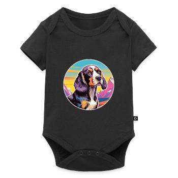 Ariege Pointer Hund Rasse Cartoon Kawaii Aquarell - Baby Premium Kurzarmbody - Schwarz - Vorne