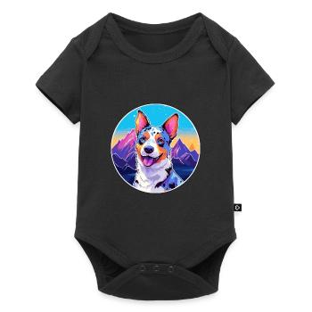 Blue Heeler Dog Breed Cartoon Kawaii Watercolor - Baby Premium short-sleeve bodysuit - black - Front