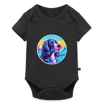 Épagneul Picard bleu race chien dessin animé Kawaii Wate - Body à manches courtes Premium Bébé - noir - Devant