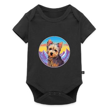Australian Silky Terrier Dog Breed Cartoon Kawaii - Baby Premium short-sleeve bodysuit - black - Front