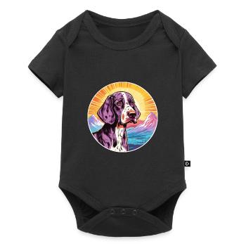 Auvergne Pointer Dog Breed Cartoon Kawaii Watercol - Baby Premium short-sleeve bodysuit - black - Front