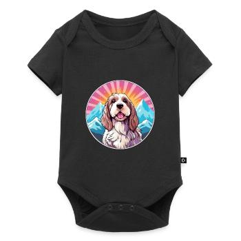 Basset Griffon Vendeen Petit Dog Rasse Cartoon Kaw - Baby Premium Kurzarmbody - Schwarz - Vorne